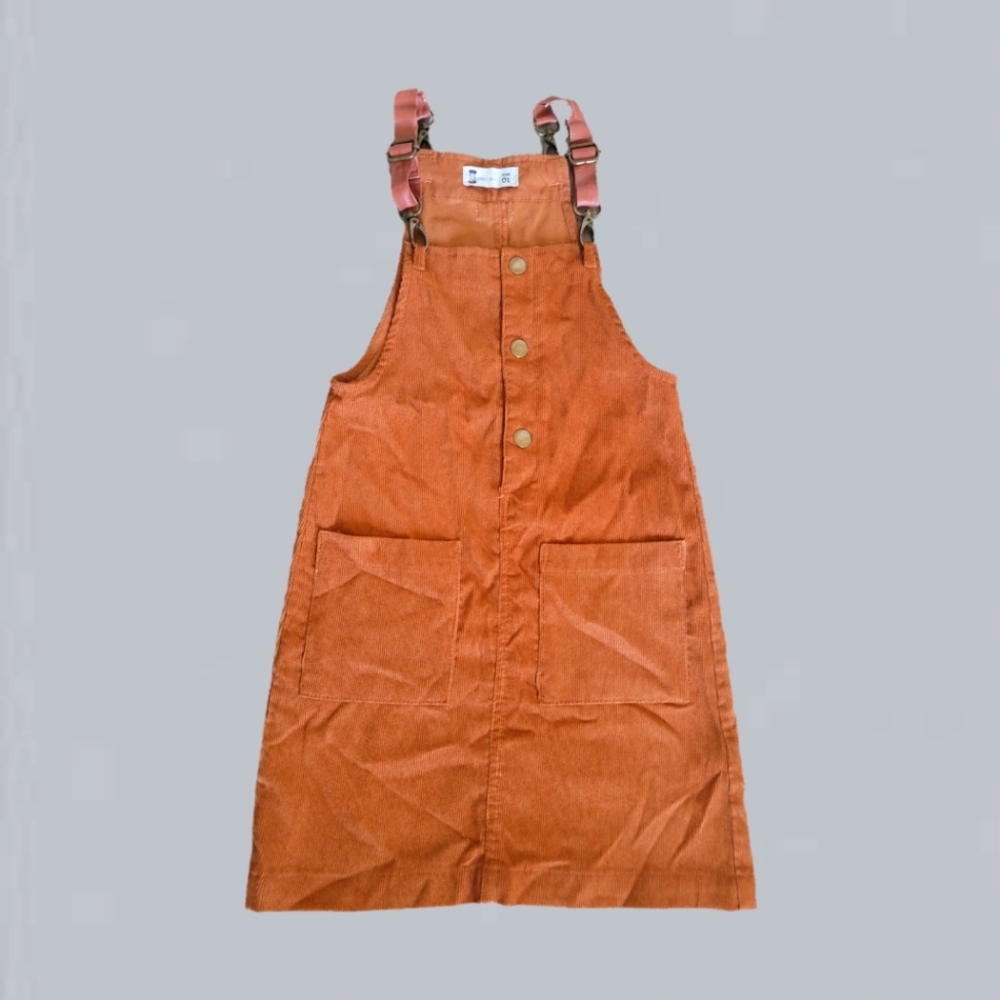 Smallshop Handmade Rust Brown Corduroy Apron Jumper 6Y